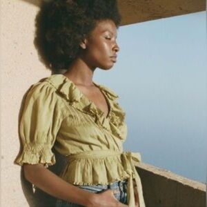 L.I.F.E. Yellow Ruffled Women's Blouse